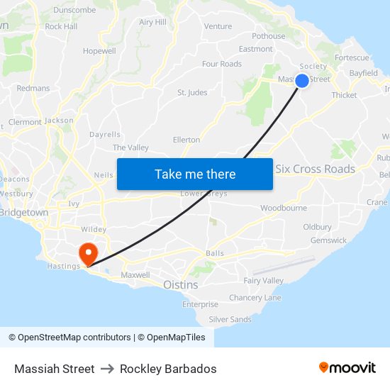 Massiah Street to Rockley Barbados map