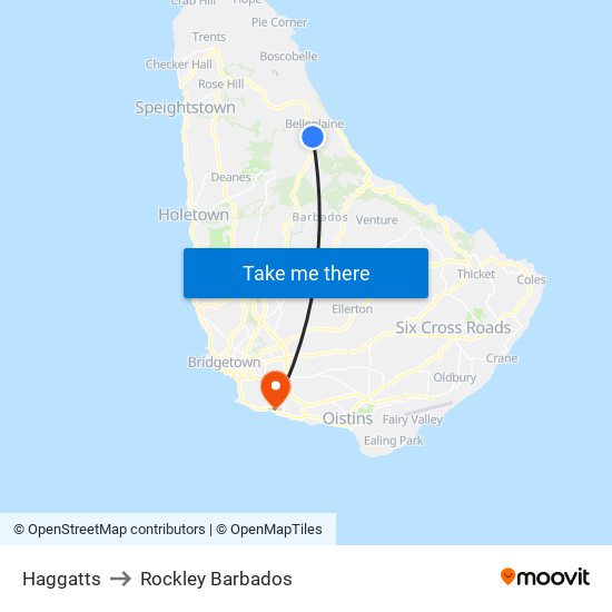 Haggatts to Rockley Barbados map