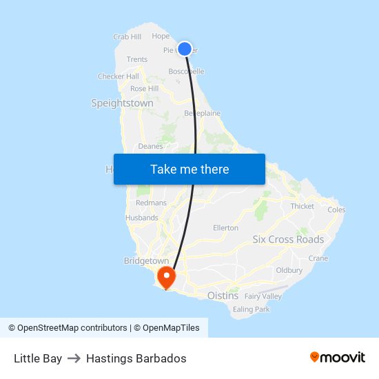 Little Bay to Hastings Barbados map