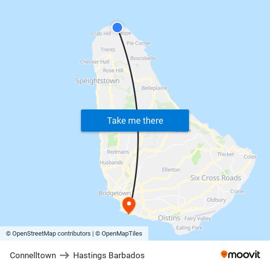 Connelltown to Hastings Barbados map