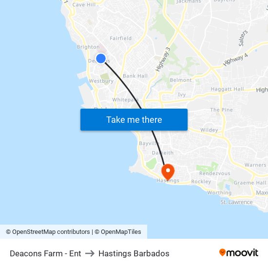 Deacons Farm - Ent to Hastings Barbados map
