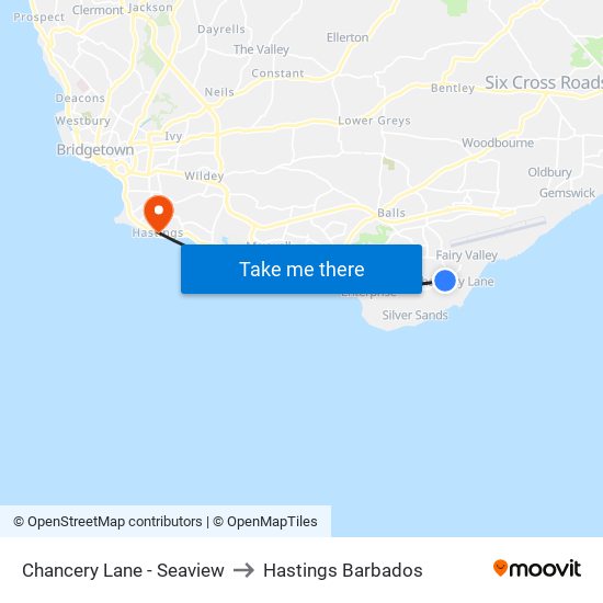 Chancery Lane - Seaview to Hastings Barbados map