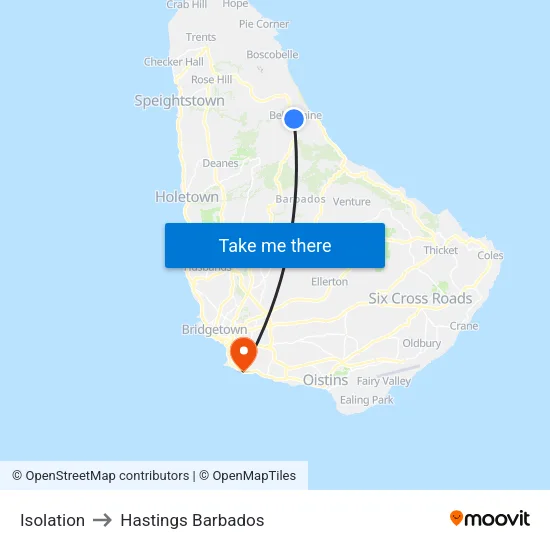 Isolation to Hastings Barbados map