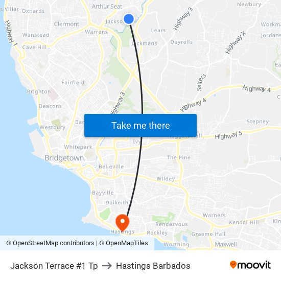 Jackson Terrace #1 Tp to Hastings Barbados map