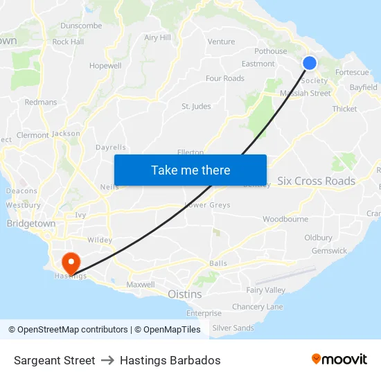 Sargeant Street to Hastings Barbados map