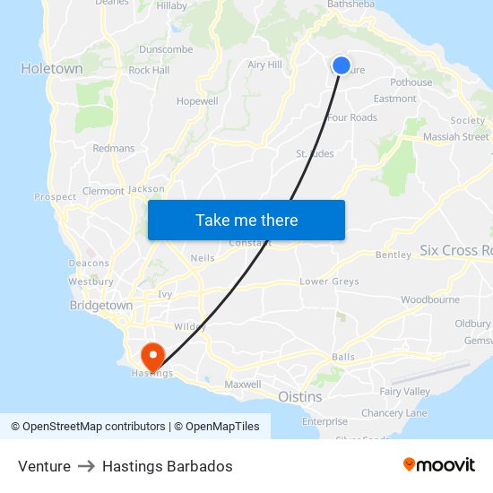 Venture to Hastings Barbados map