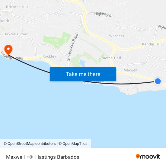 Maxwell to Hastings Barbados map