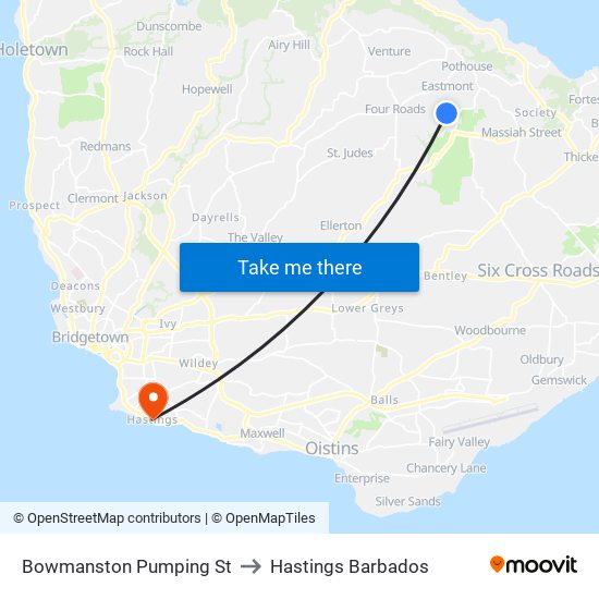 Bowmanston Pumping St to Hastings Barbados map