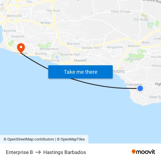 Enterprise B to Hastings Barbados map