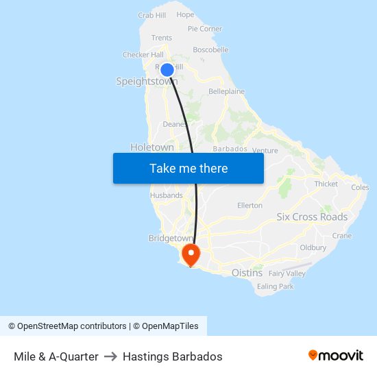 Mile & A-Quarter to Hastings Barbados map