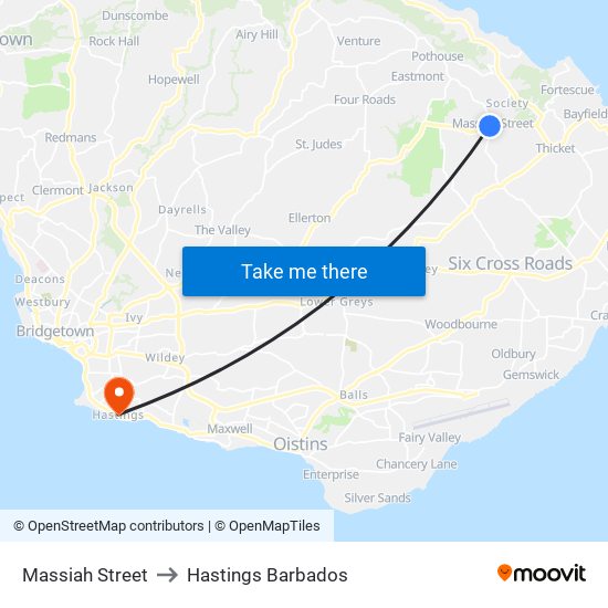 Massiah Street to Hastings Barbados map