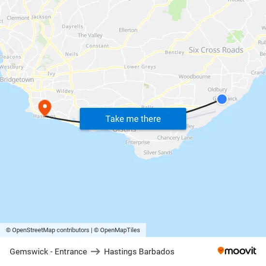 Gemswick - Entrance to Hastings Barbados map