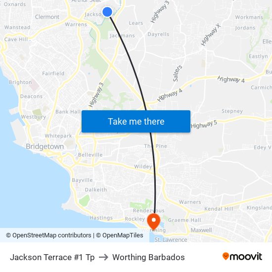 Jackson Terrace #1 Tp to Worthing Barbados map