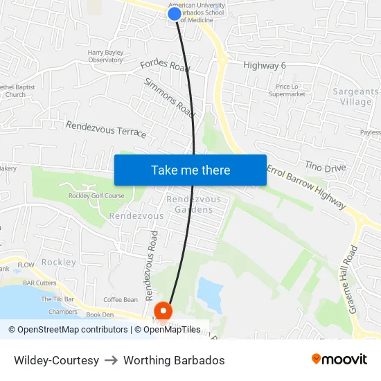 Wildey-Courtesy to Worthing Barbados map