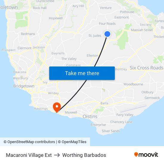 Macaroni Village Ext to Worthing Barbados map