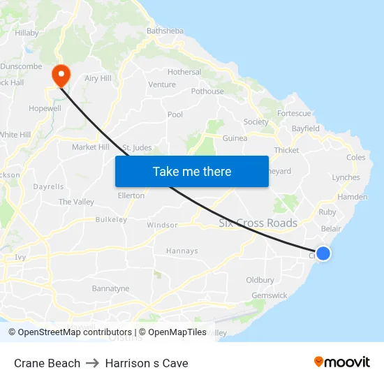 Crane Beach to Harrison s Cave map