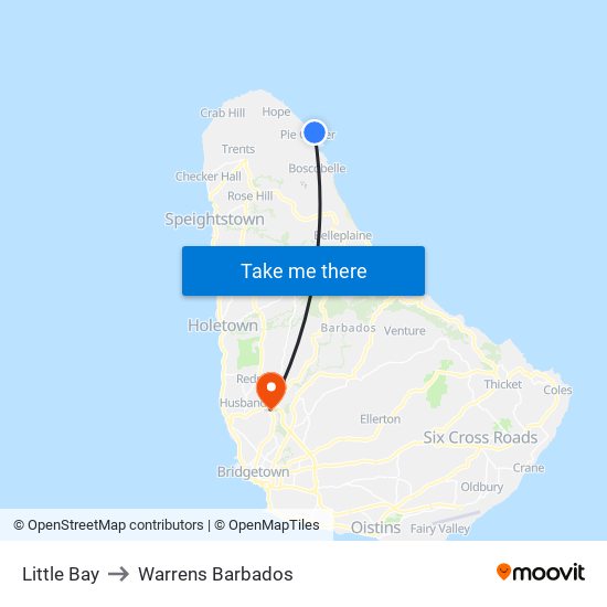 Little Bay to Warrens Barbados map