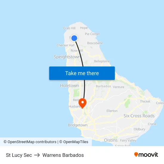 St Lucy Sec to Warrens Barbados map