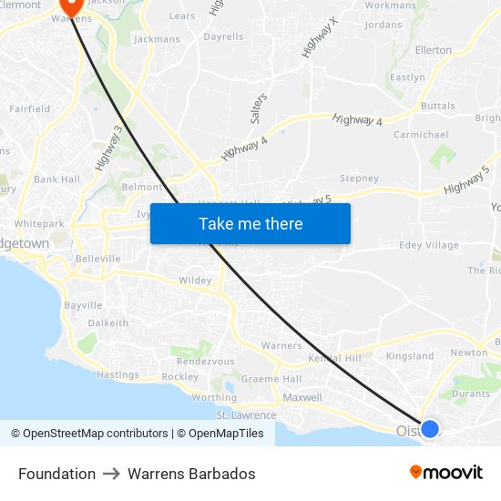 Foundation to Warrens Barbados map