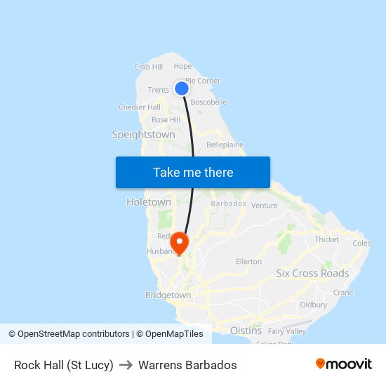 Rock Hall (St Lucy) to Warrens Barbados map
