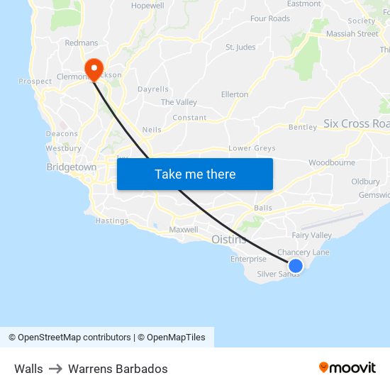 Walls to Warrens Barbados map