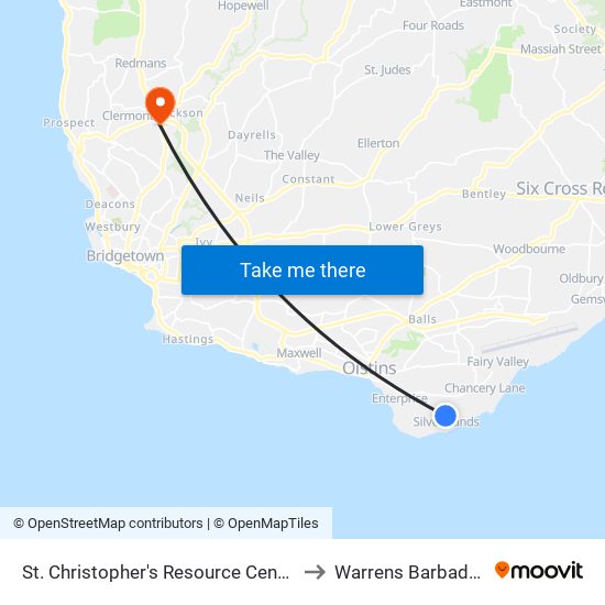 St. Christopher's Resource Centre to Warrens Barbados map