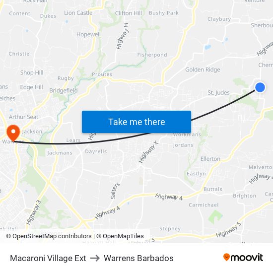 Macaroni Village Ext to Warrens Barbados map