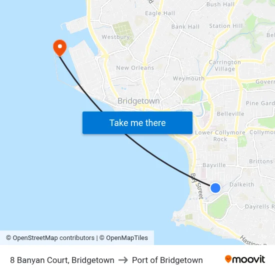 8 Banyan Court, Bridgetown to Port of Bridgetown map