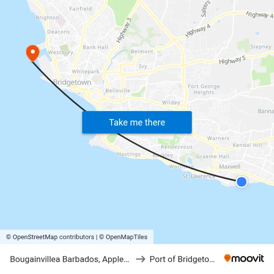 Bougainvillea Barbados, Appleby to Port of Bridgetown map