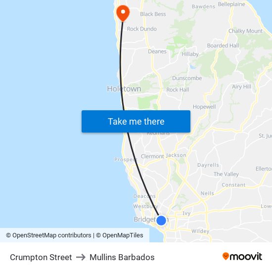 Crumpton Street to Mullins Barbados map