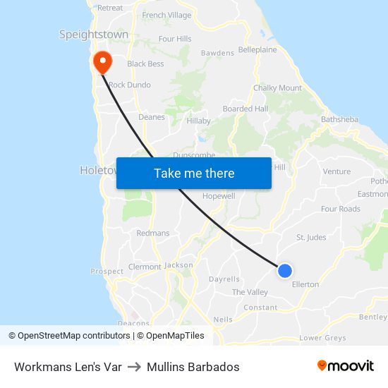 Workmans Len's Var to Mullins Barbados map