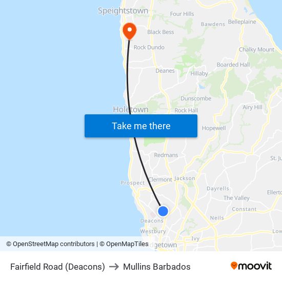 Fairfield Road (Deacons) to Mullins Barbados map