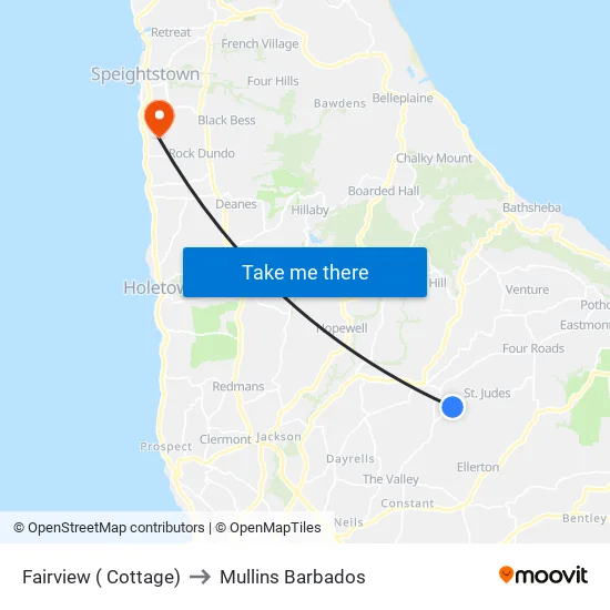 Fairview ( Cottage) to Mullins Barbados map