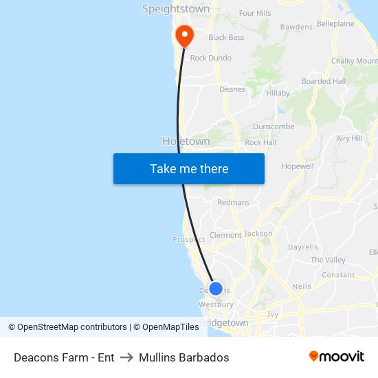 Deacons Farm - Ent to Mullins Barbados map