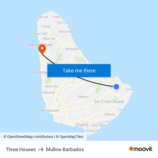Three Houses to Mullins Barbados map