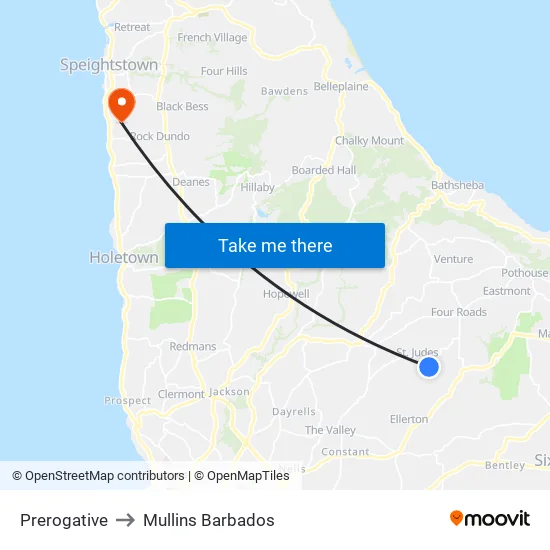 Prerogative to Mullins Barbados map