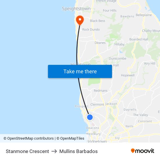 Stanmone Crescent to Mullins Barbados map