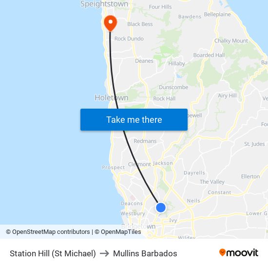 Station Hill (St Michael) to Mullins Barbados map