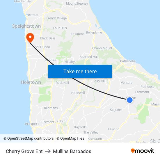 Cherry Grove Ent to Mullins Barbados map