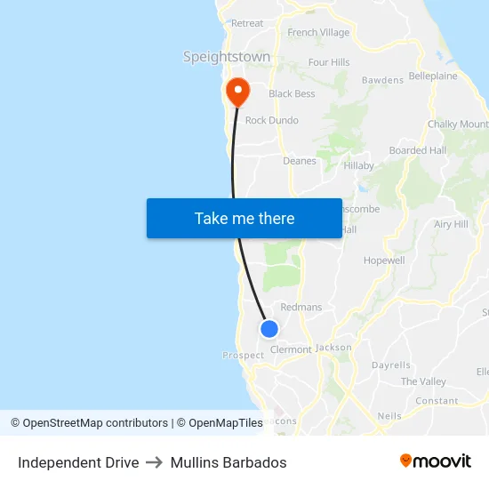 Independent Drive to Mullins Barbados map