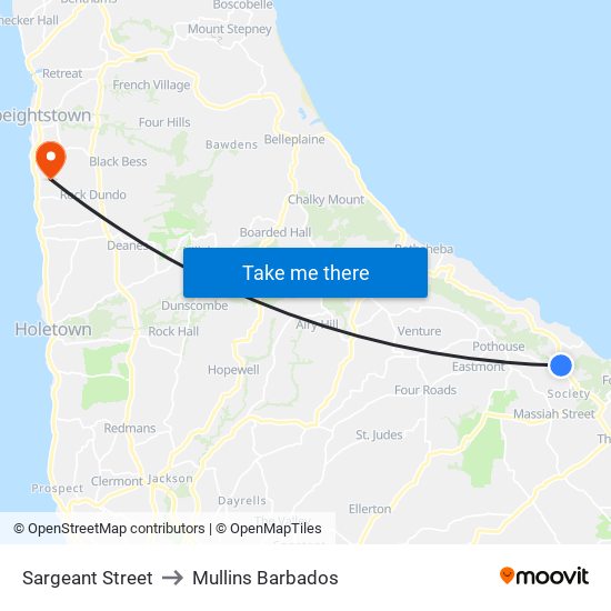 Sargeant Street to Mullins Barbados map