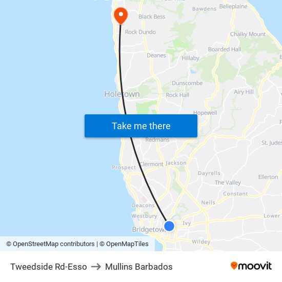 Tweedside Rd-Esso to Mullins Barbados map