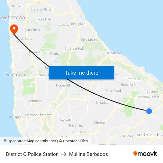 District C Police Station to Mullins Barbados map