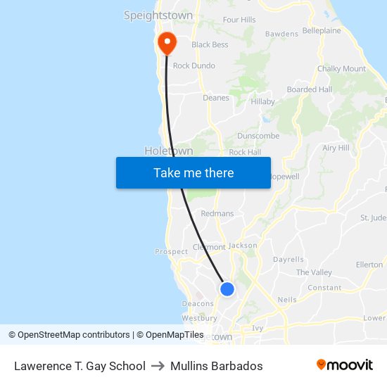 Lawerence T. Gay School to Mullins Barbados map