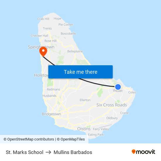 St. Marks School to Mullins Barbados map