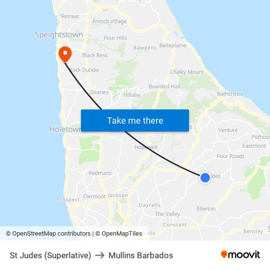 St Judes (Superlative) to Mullins Barbados map
