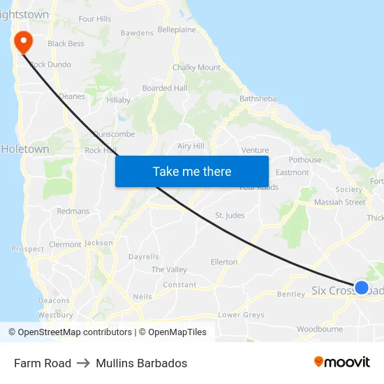 Farm Road to Mullins Barbados map