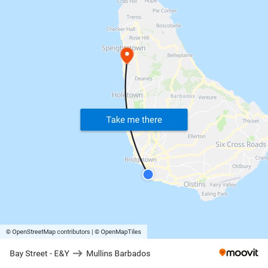 Bay Street - E&Y to Mullins Barbados map