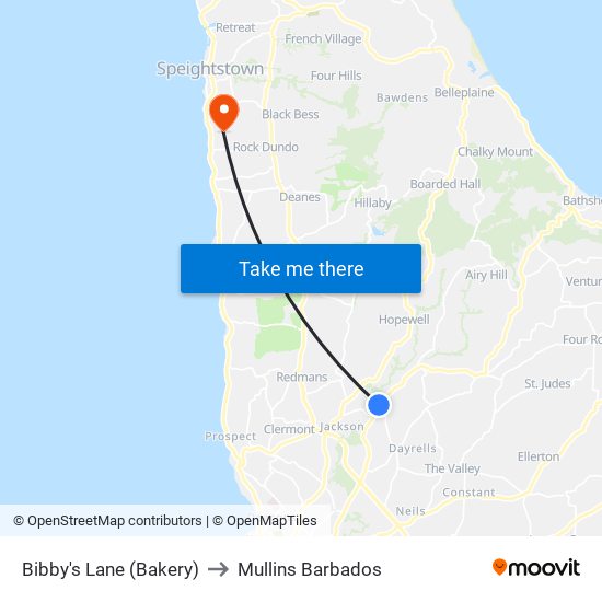 Bibby's Lane (Bakery) to Mullins Barbados map
