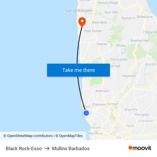 Black Rock-Esso to Mullins Barbados map